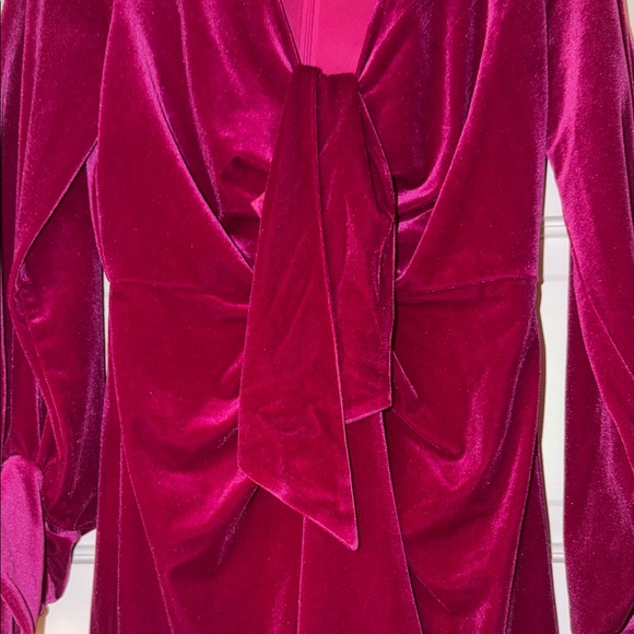 Chic Red Velvet Mini Dress - Picture 2 of 4